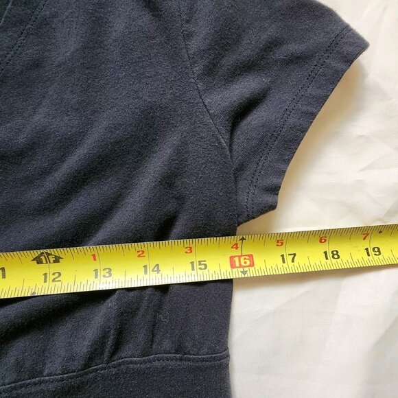 SO Juniors Blouse Tee Short Sleeve Cropped Wrap V-neck Pullover Black Size Large - Picture 7 of 8